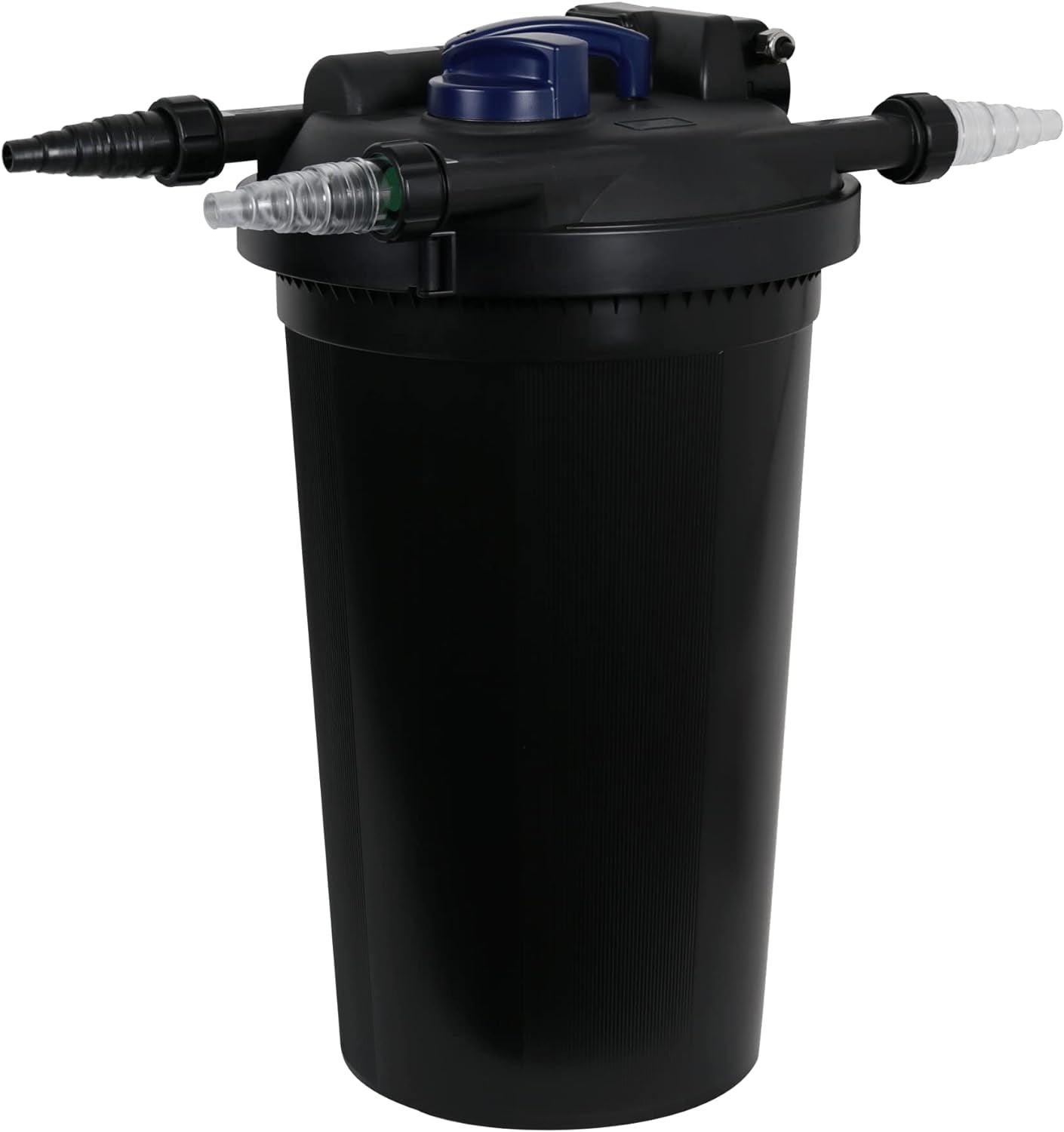 The Pond Guy AllClear G2 Bio Pressure Filter & Ultraviolet Light Clarifier with Backflush System, Pressurized External UVC Biological & Mechanical Filtration, Koi Fish Water Garden, All Clear 2000