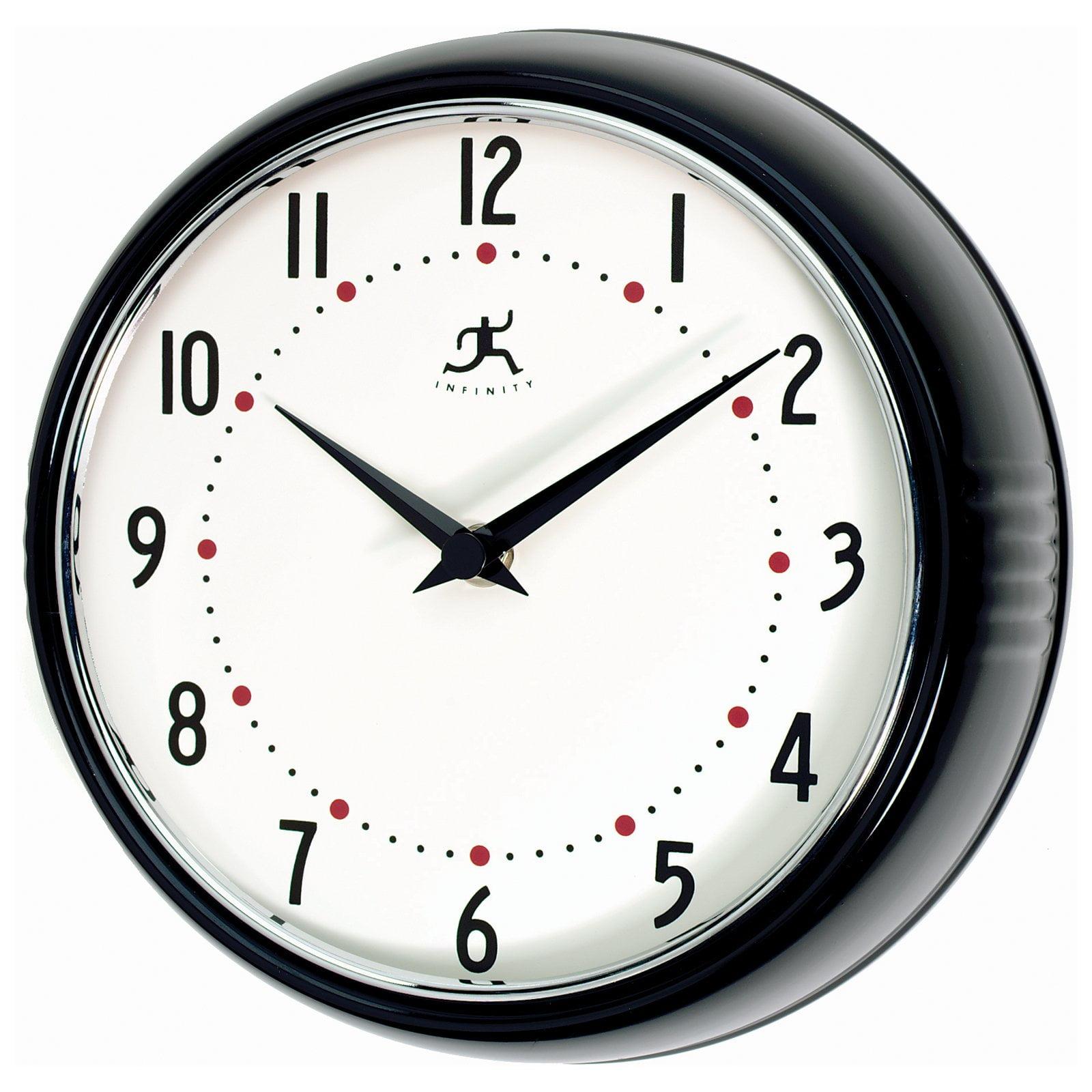 9.5" Black Retro Metal Wall Clock with White Face