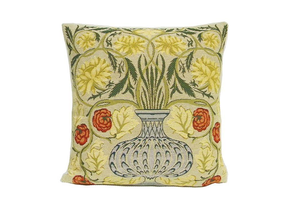 William Morris Inspired Yellow Rose Cotton Euro Pillow Cover