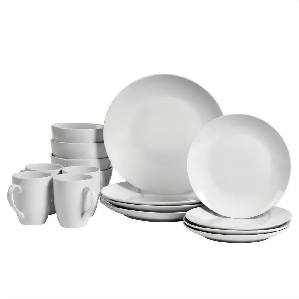 White Porcelain 16-Piece Round Dinnerware Set