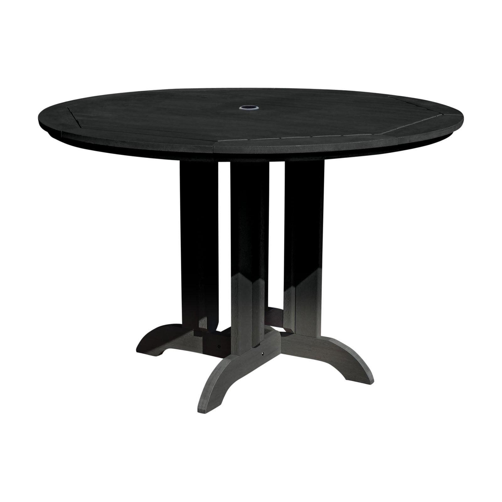 Black Round Counter Height Outdoor Dining Table with Umbrella Hole