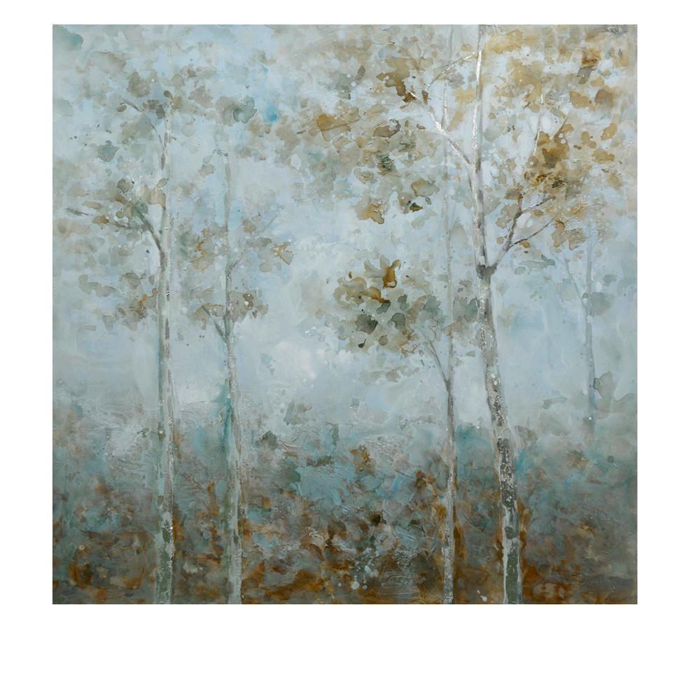 Serene Forest Blue and Green Canvas Landscape Wall Art