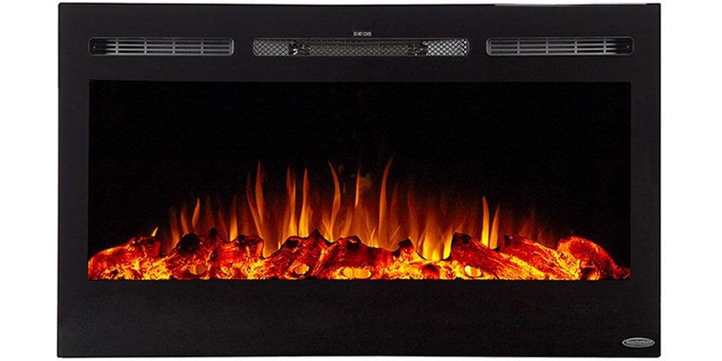 Touchstone 36" Black Glass Electric Fireplace with LED Flames