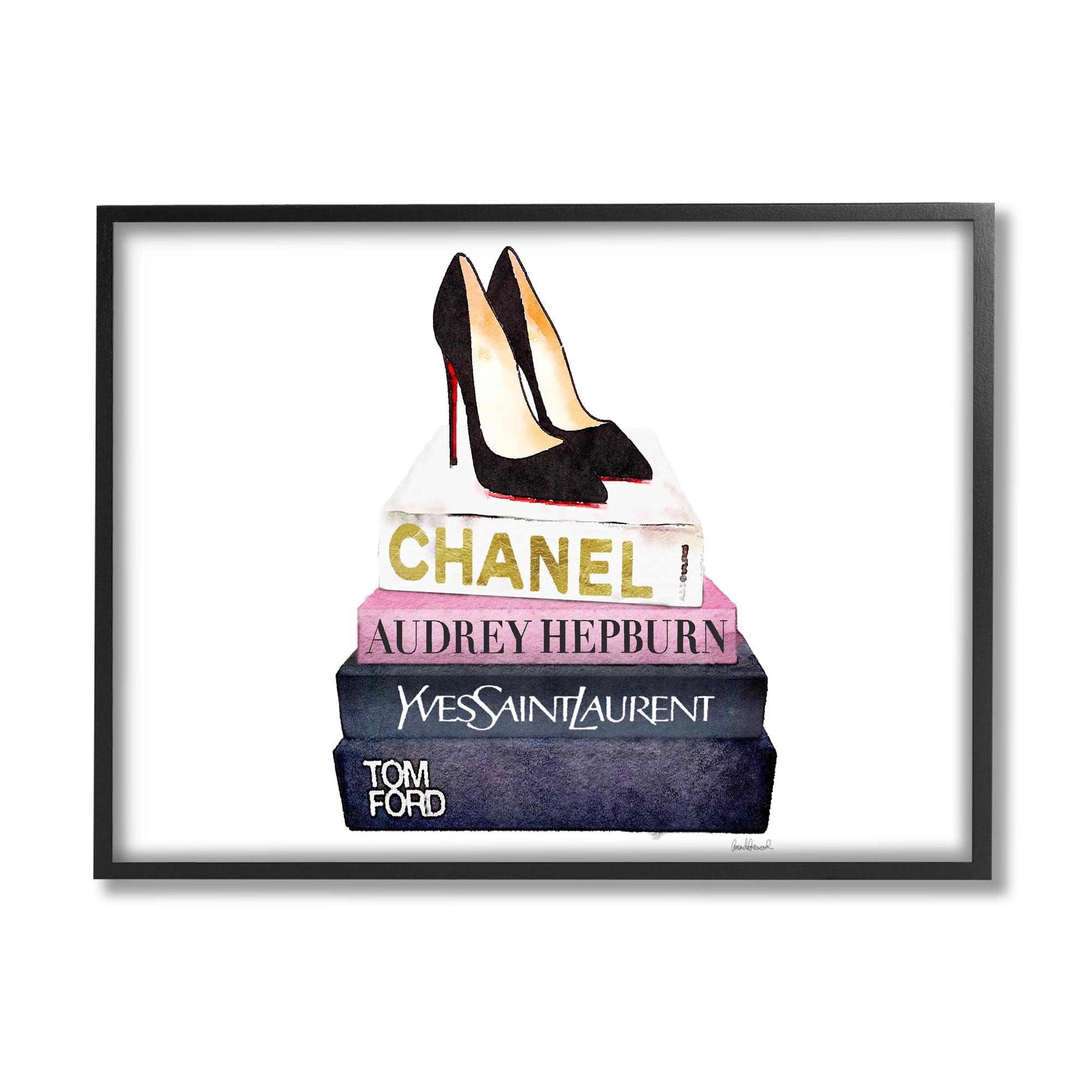 Glam Fashion Book Set Black Pump Heels Canvas Print