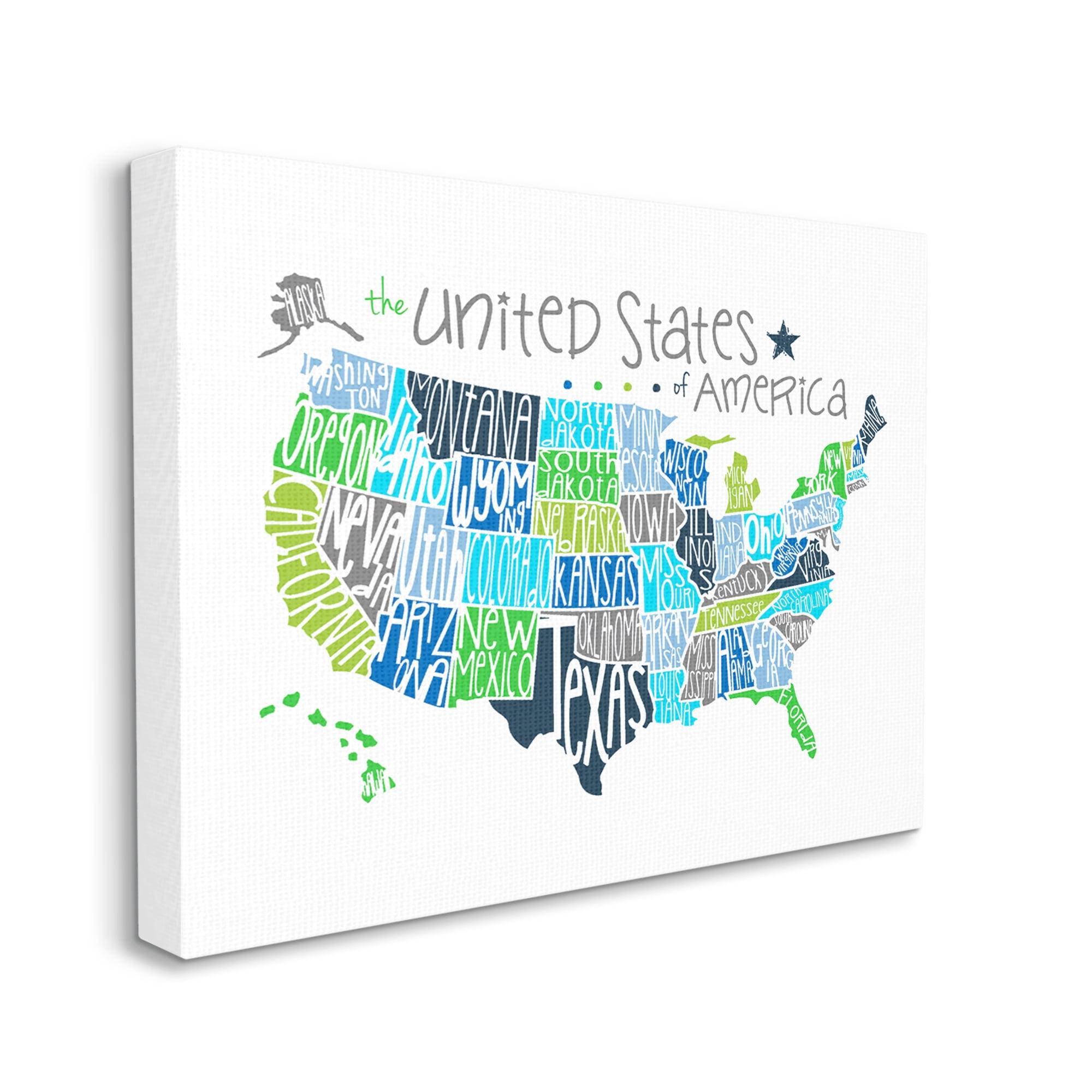 The Stupell Home Decor Collection The Kids Room by Stupell United States Map Colored Typography Wall Art