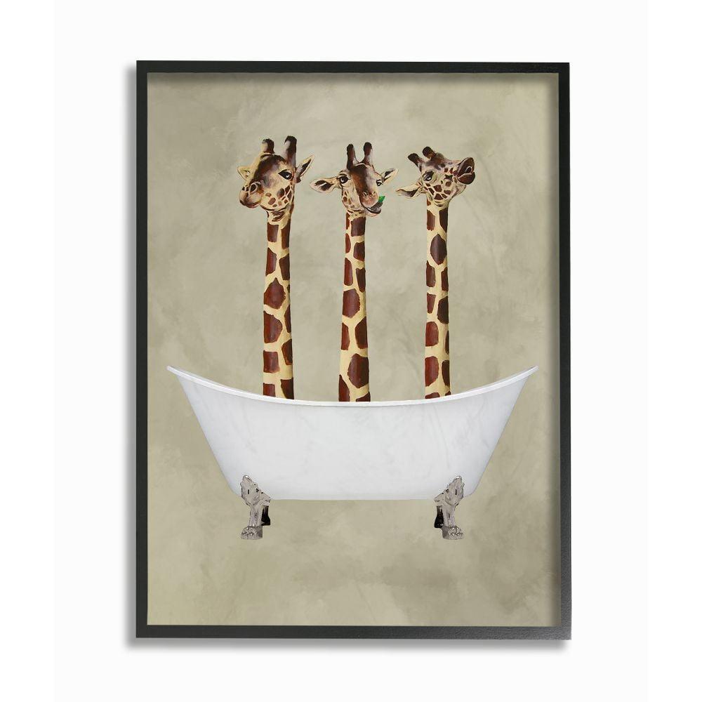 The Stupell Home Decor Collection Three Giraffes In A Bathtub Framed Giclee Texturized Art