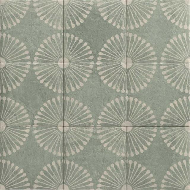 The Tile Life Amanecer Verde Porcelain Encaustic Tile Sample - 8 x 8 in. - 1-Piece - Floor, Wall & Backsplash