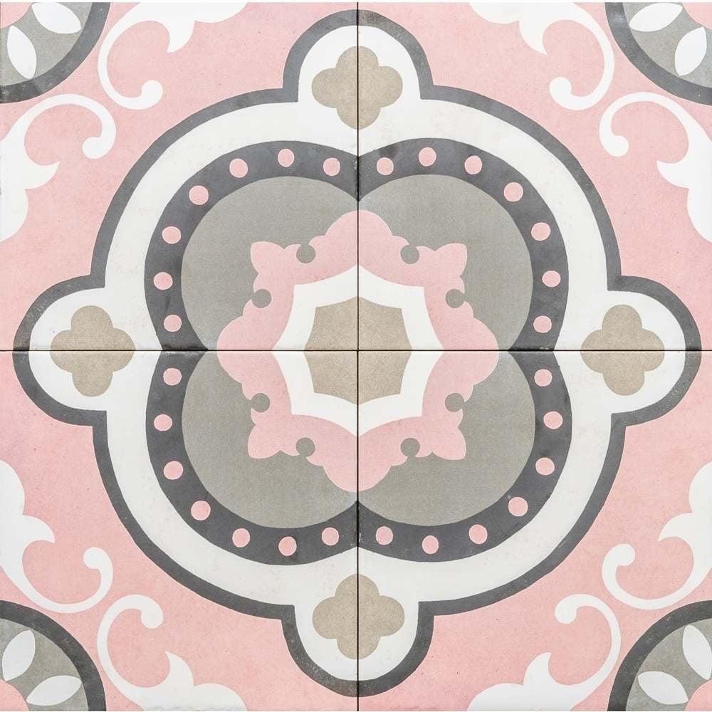 The Tile Life Art Deco Pink 8x8 Porcelain Floor and Wall Tile - 8x8 Sample