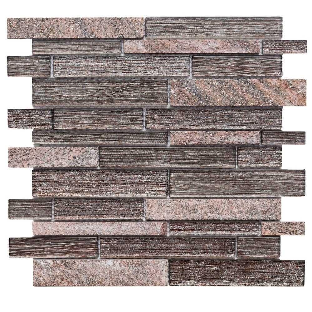 Cosmos Brick Brown 12x12 Iridescent Glass Mosaic Wall Tile