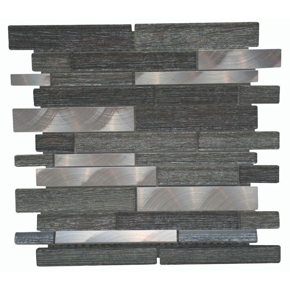 Cosmos Brick Silver 12x12 Iridescent Glass Mosaic Wall Tile