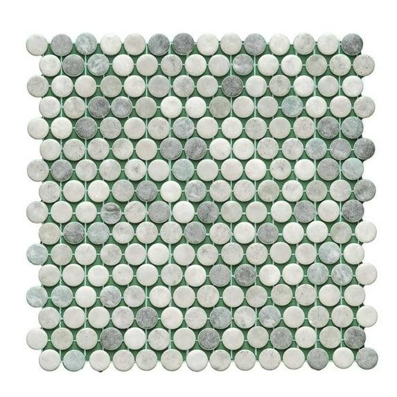 The Tile Life Eterna Penny Shabby Green Glass Floor and Backsplash Wall Tile, 4" x 4" Sample, 1-Pc.