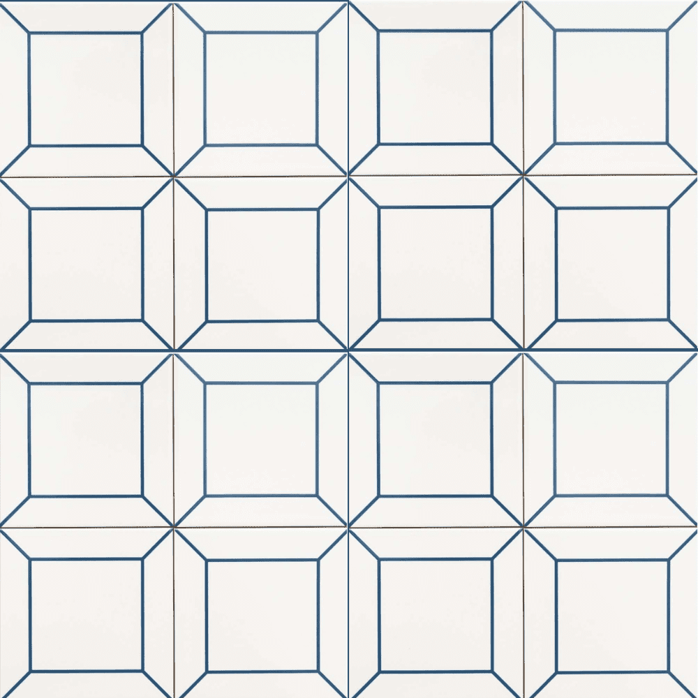 The Tile Life Frame White 6" x 6" Ceramic Patterned Wall Tile for Backsplash Bathroom - 1 Sample