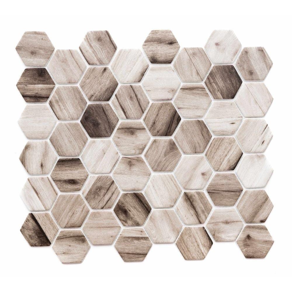 Honeycomb Beige Recycled Glass Mosaic Wall Tile Sheet