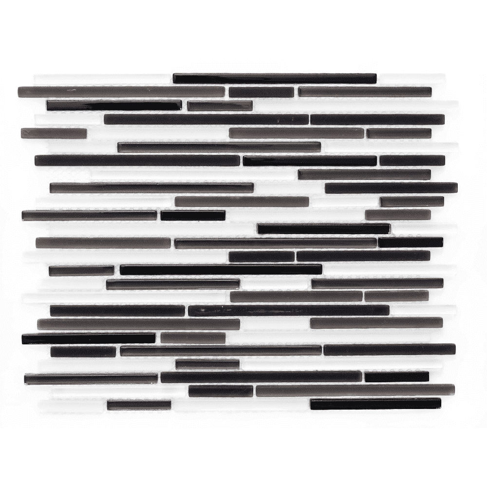 Metro Black Glass Linear Mosaic Wall Tile, 4x4 Sample