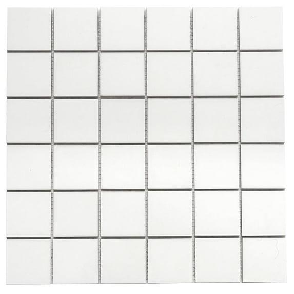 The Tile Life Penthouse White Porcelain Grid Mosaic Tile Sample - 4 x 4 in. - Matte - 1-Piece - Floor, Wall, Backsplash