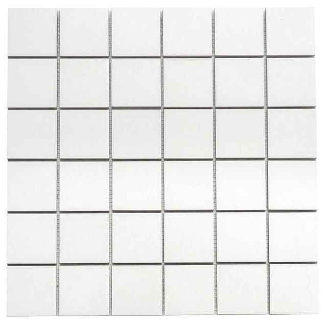 The Tile Life Penthouse White Porcelain Grid Mosaic Tile Sample - 4 x 4 in. - Matte - 1-Piece - Floor, Wall, Backsplash