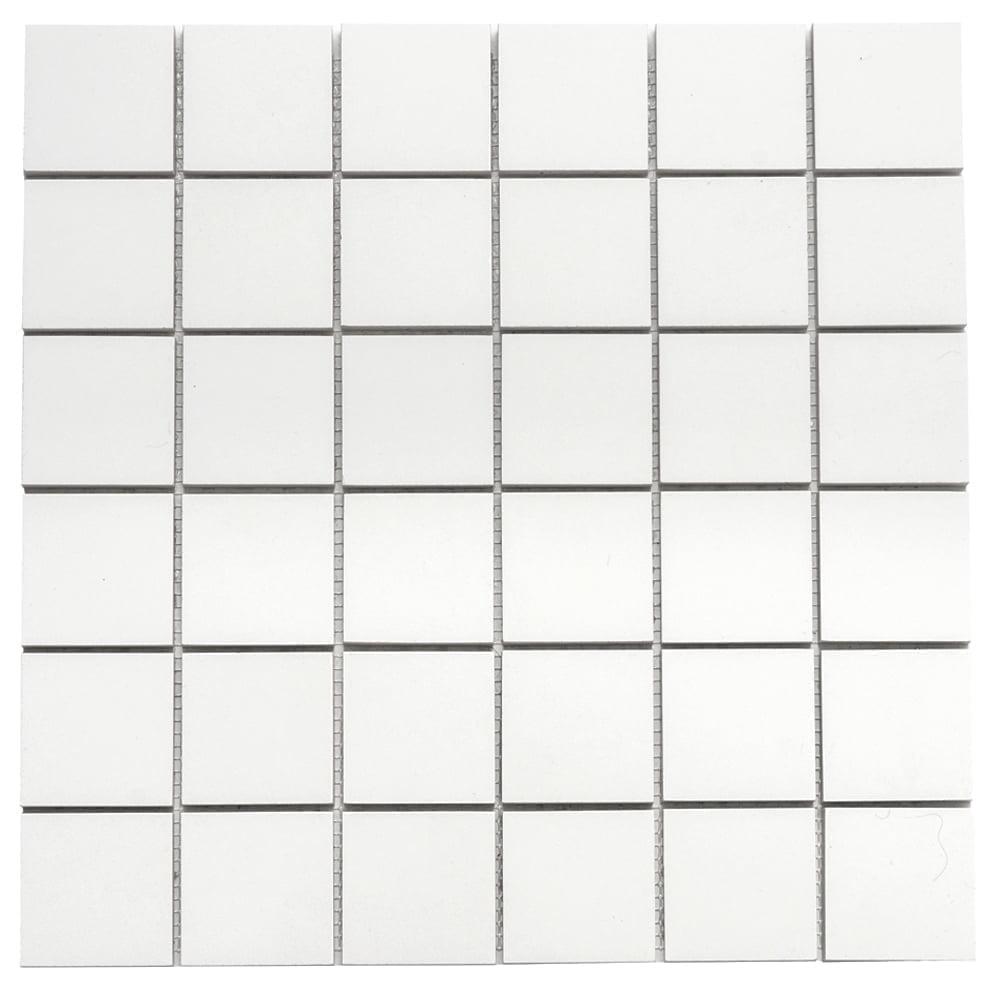 The Tile Life Penthouse White Porcelain Grid Mosaic Tile Sample - 4 x 4 in. - Matte - 1-Piece - Floor, Wall, Backsplash