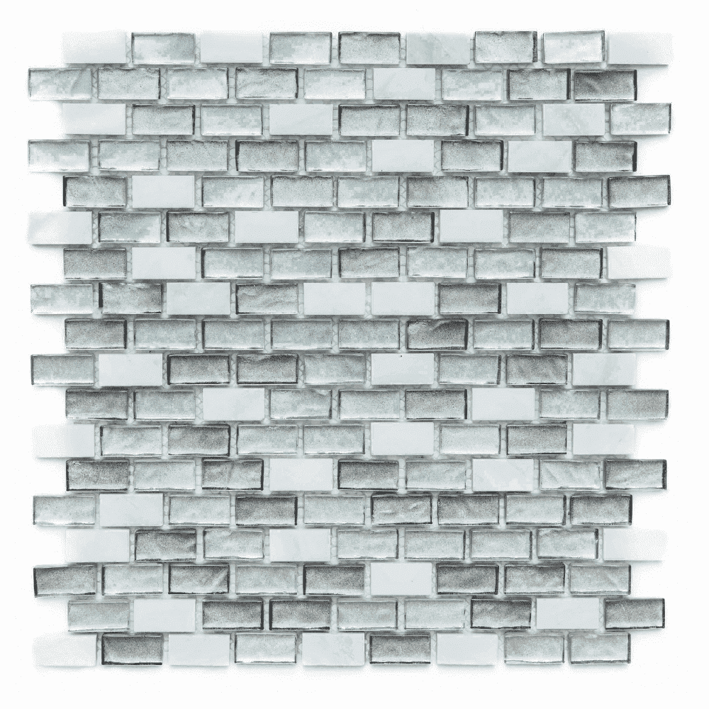 Arctic Glass Brick Mosaic Wall Tile 12x12