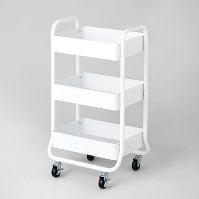 The three-tier metal utility cart is designed for convenient and efficient storage and transportation of various items.