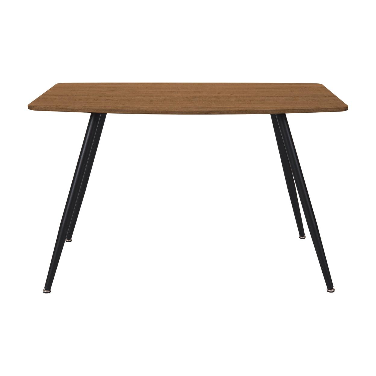 Brown Rectangular Mid-Century Modern Dining Table with Black Iron Legs