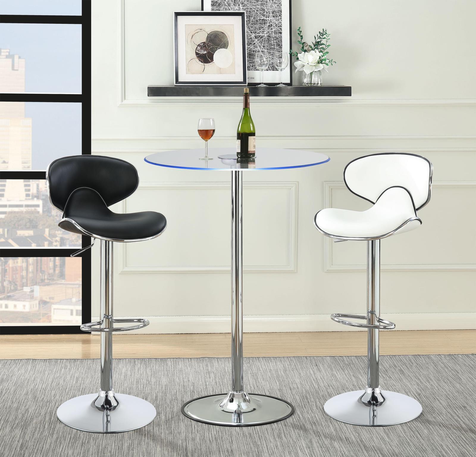 Round Clear Glass Extendable Bar Height Table with Chrome Base