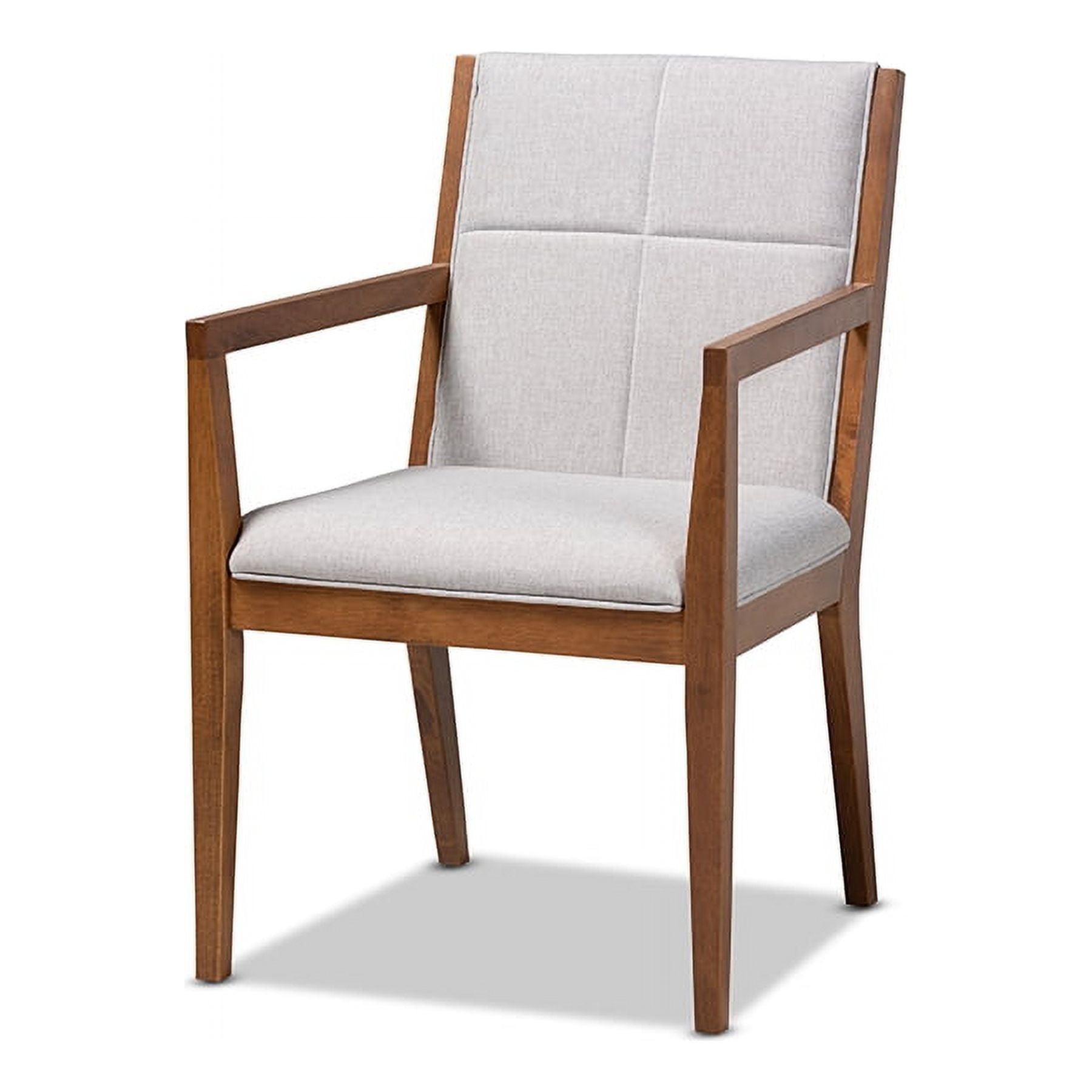 Theresa Greyish Beige and Walnut Mid-Century Modern Accent Chair