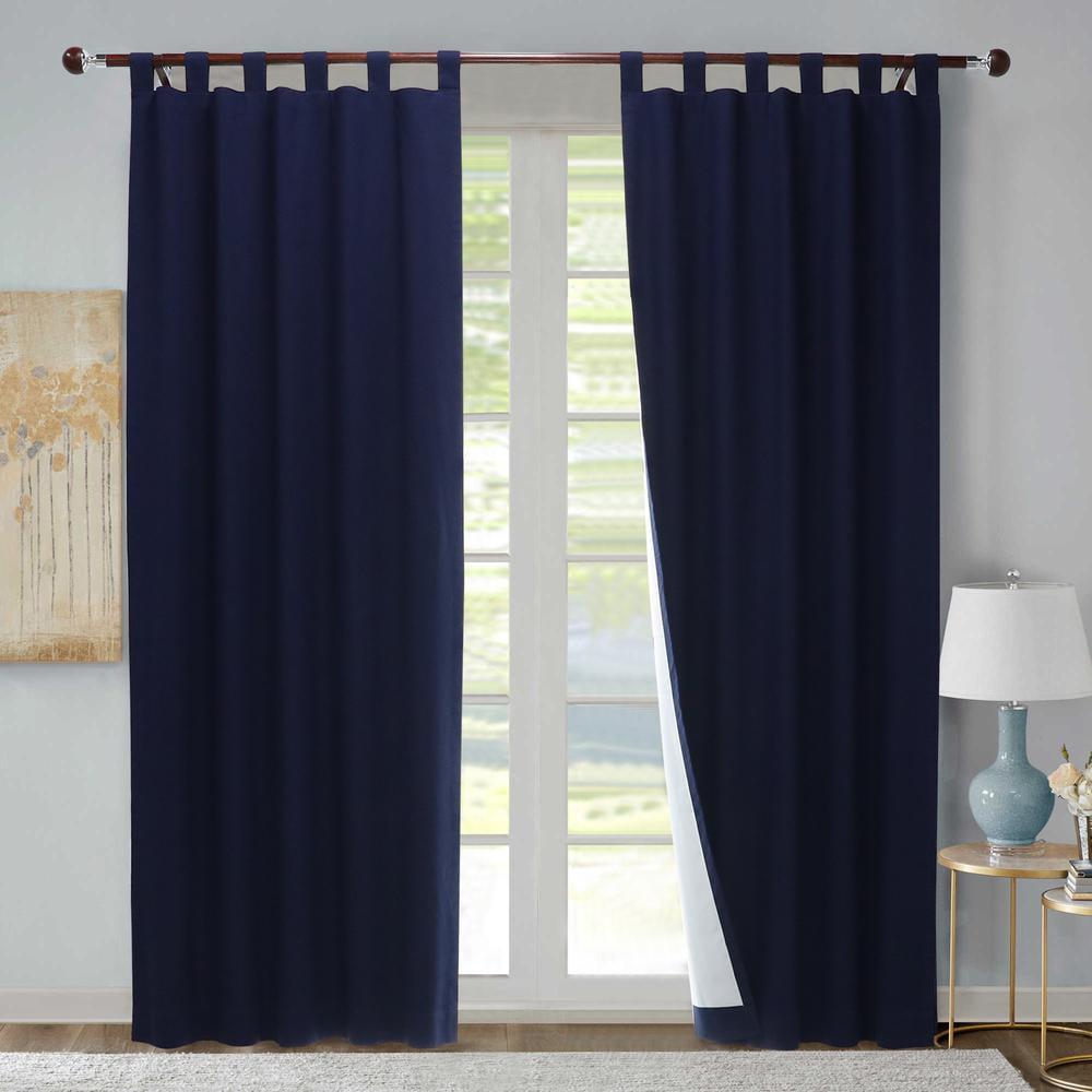 Thermalogic Weathermate Room Darkening UV Protection Tab Top Curtain Panel Pair for Windows Each 80" x 84" Navy