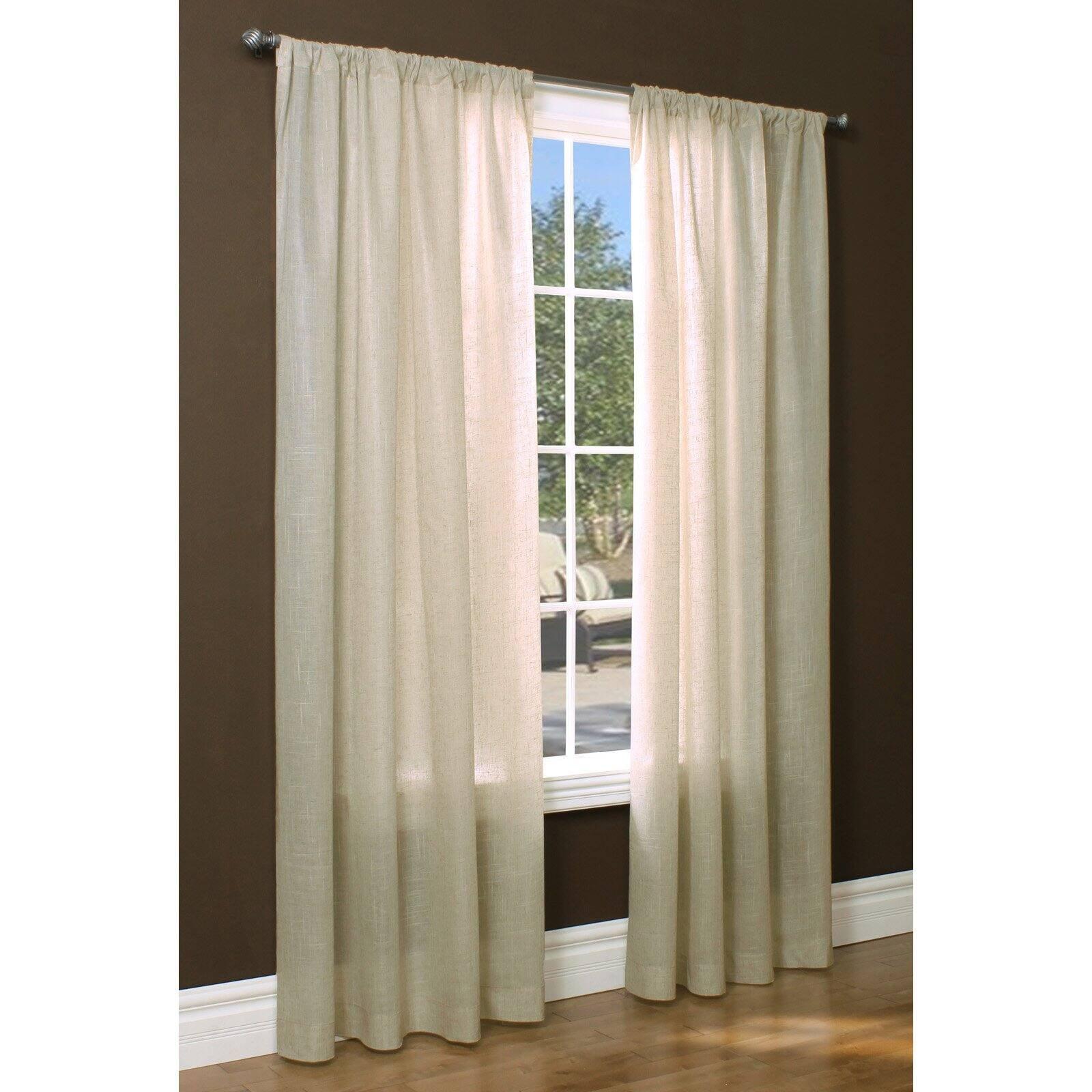 Ivory Linen Sheer Rod Pocket Curtains 63" Length