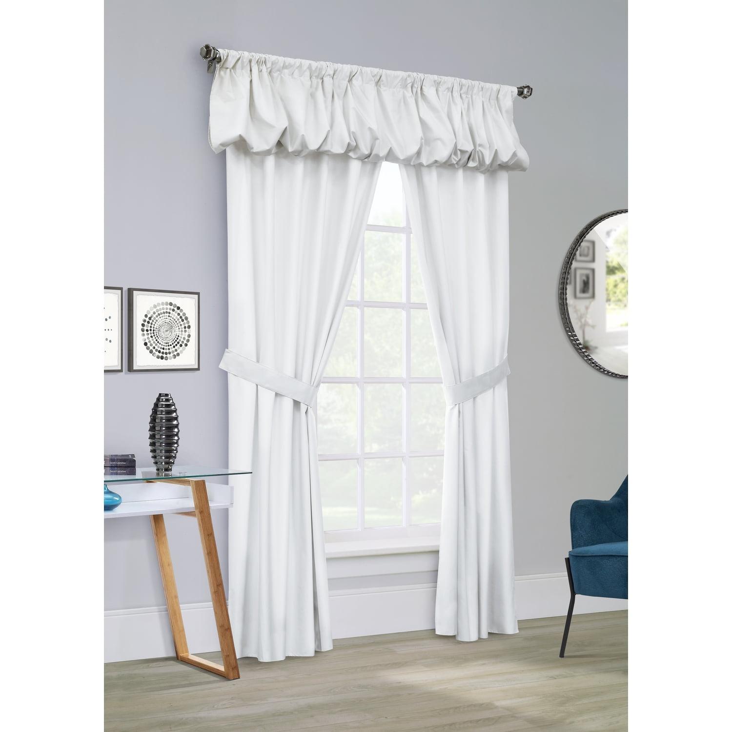 White Polyester Blackout Rod Pocket Curtain Set for Kids, 63 in