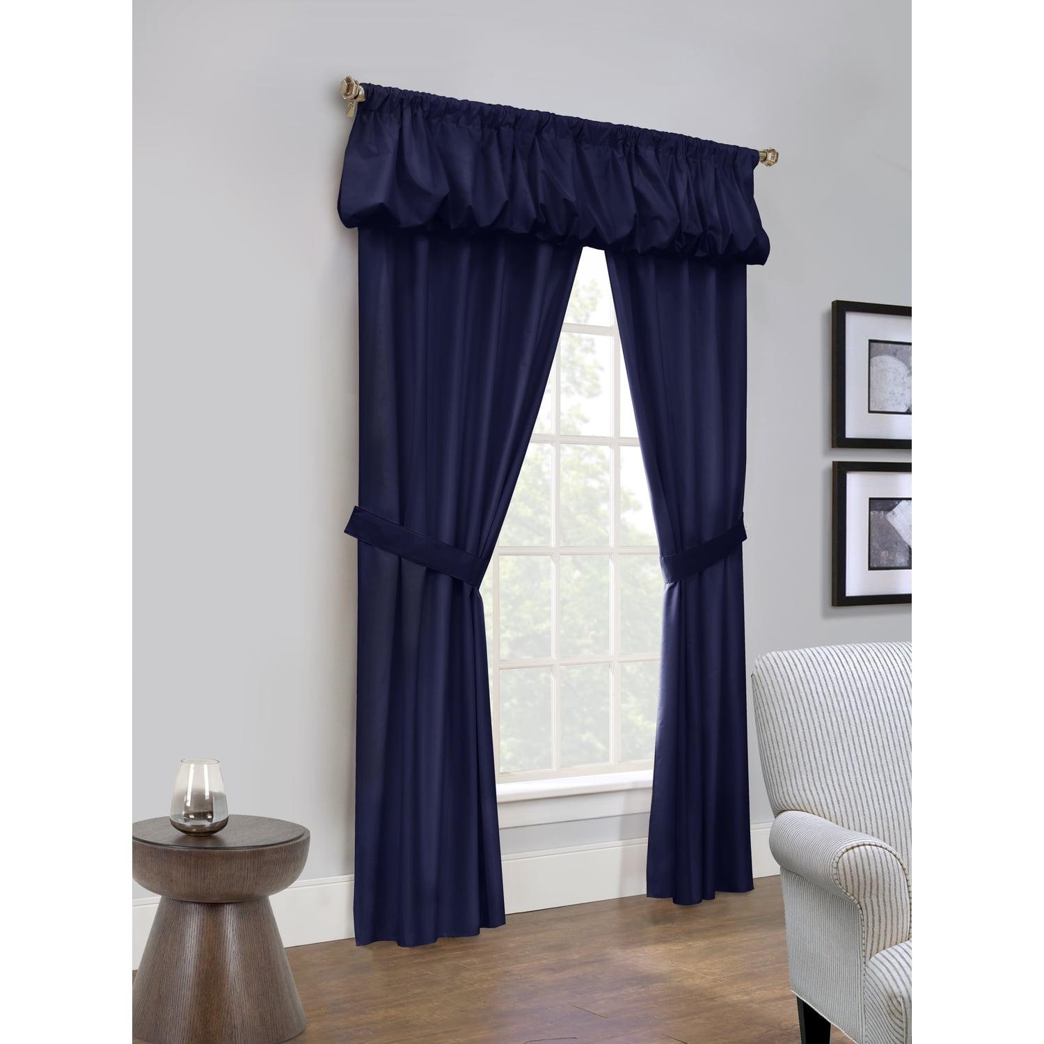Commonwealth Thermalogic Prescott 5-Piece Window Covering Set With 3" Rod Pocket - 80"x63" - Navy