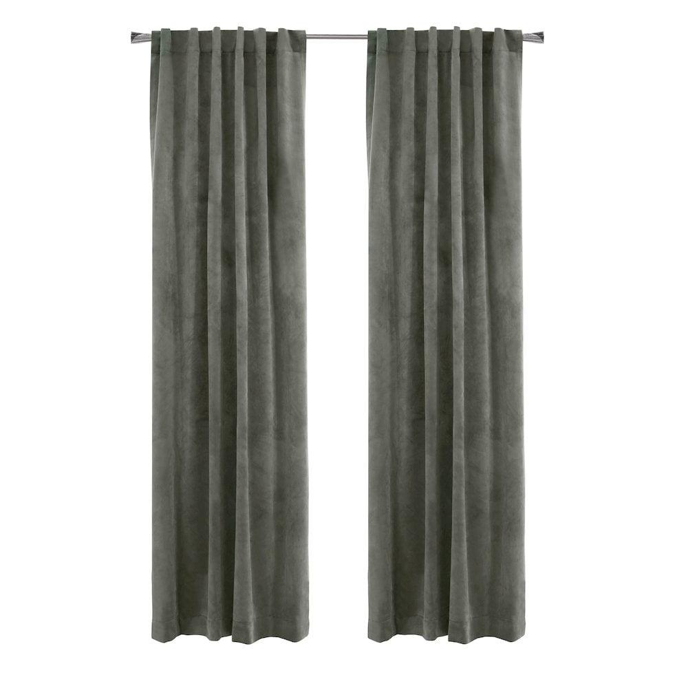 Thermaplus Seren Room Darkening Window Treatment Dual Header Curtain Panel for Bedroom Livingroom 50" x 108" Dark Grey