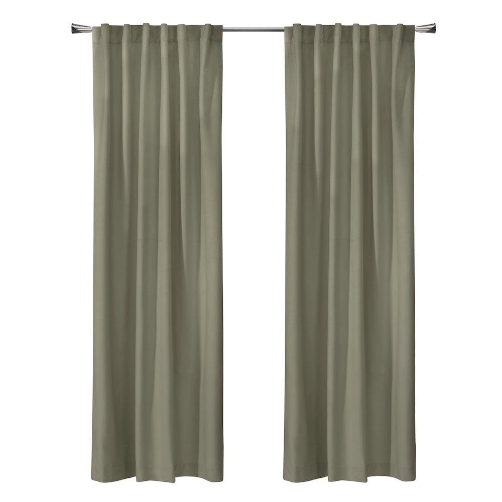 Thermaplus Seren Room Darkening Window Treatment Dual Header Curtain Panel for Bedroom Livingroom 50" x 63" Taupe