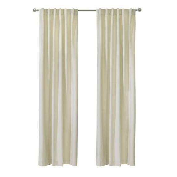 Thermaplus Seren Room Darkening Window Treatment Dual Header Curtain Panel for Bedroom Livingroom 50" x 84" Natural