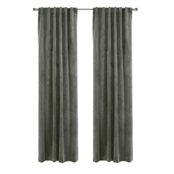 Thermaplus Seren Room Darkening Window Treatment Dual Header Curtain Panel for Bedroom Livingroom 50" x 95" Dark Grey
