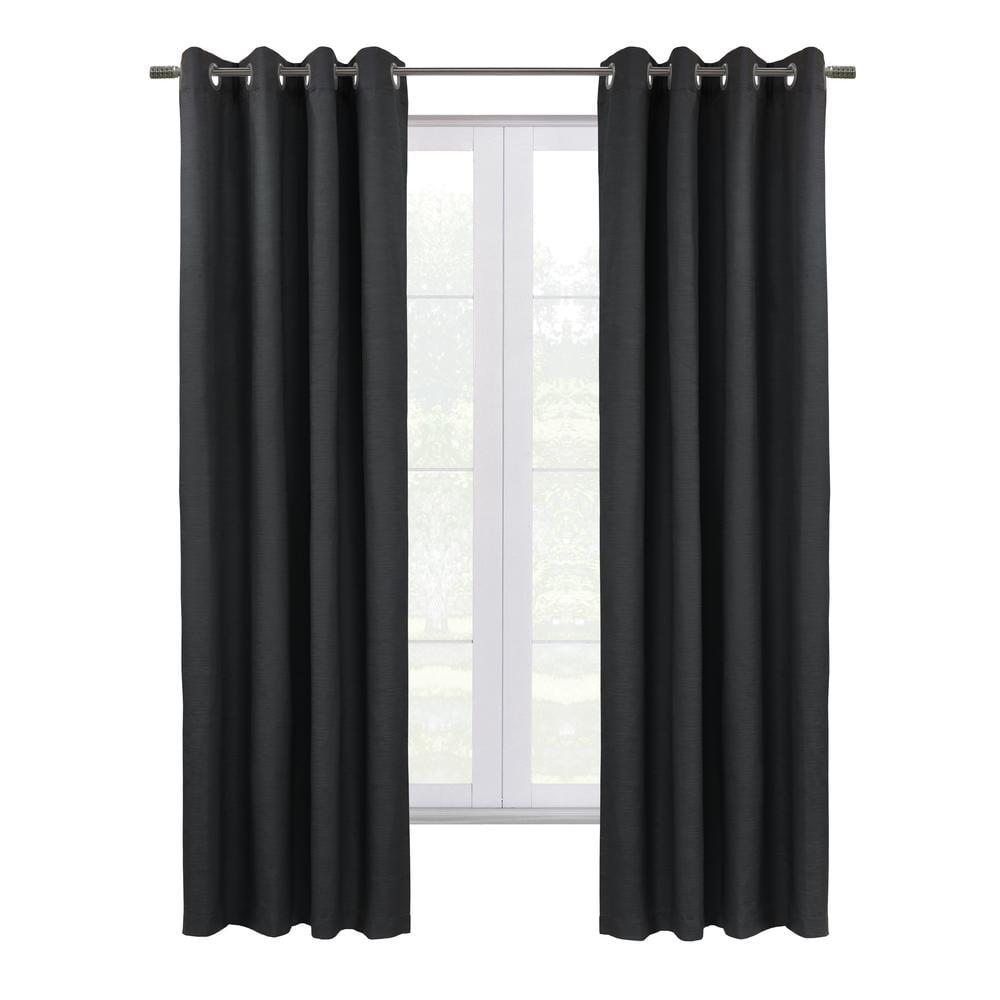 Thermaplus Shadow Window Treatment Blackout Grommet Curtain Panel 52" x 108" for Bedroom Livingroom Black
