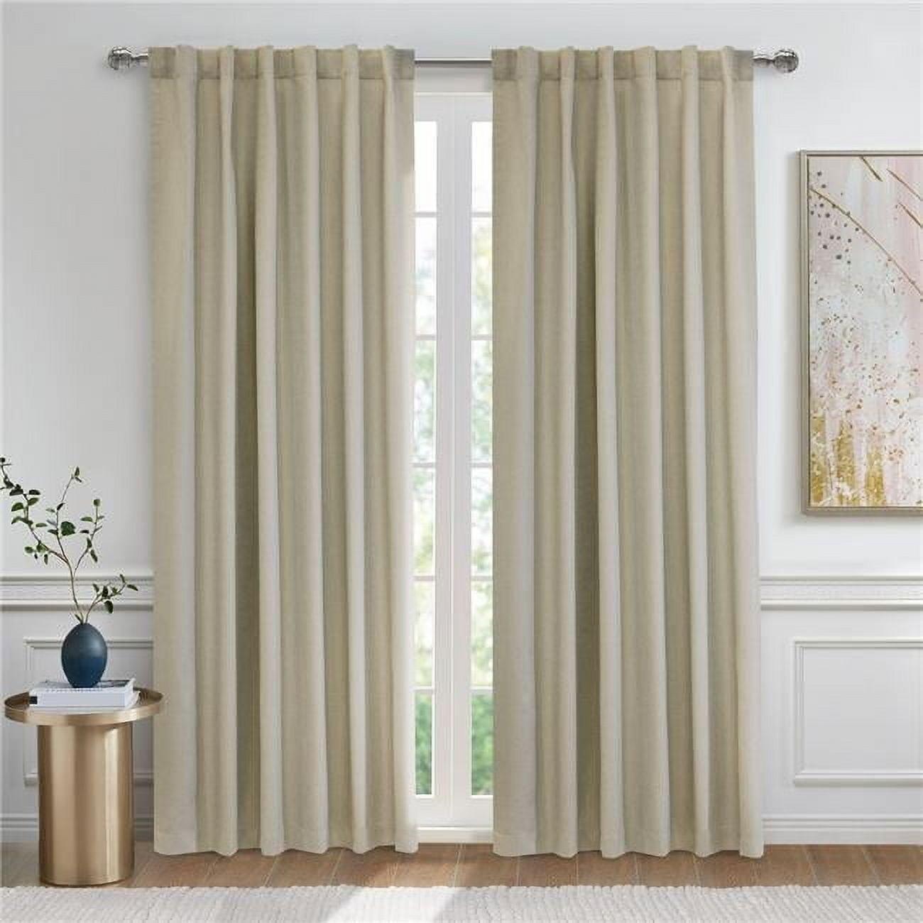 Oatmeal Blackout Polyester Pleated Curtain Panel 52x84