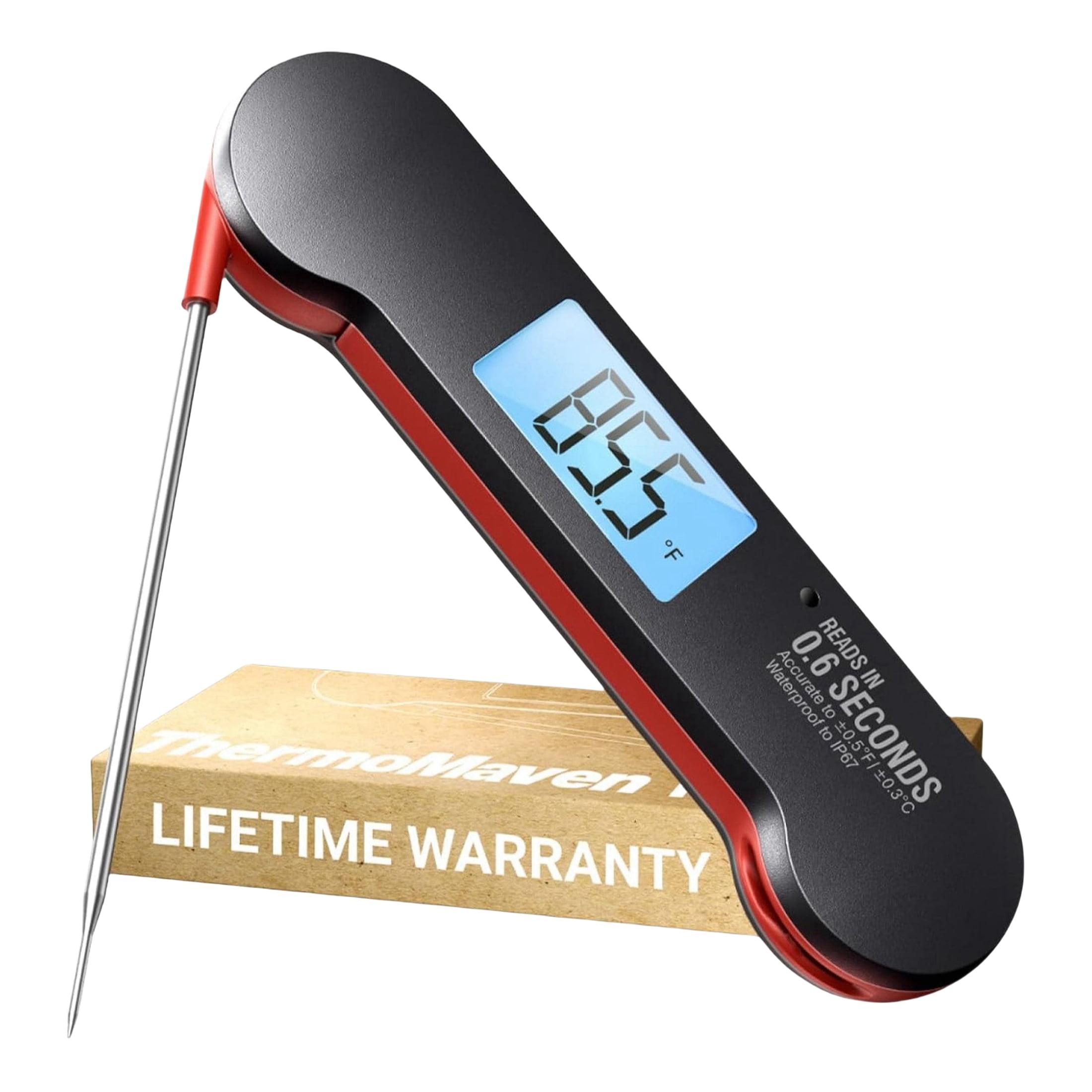 ThermoMaven Black and Red Digital Meat Thermometer with LCD Display