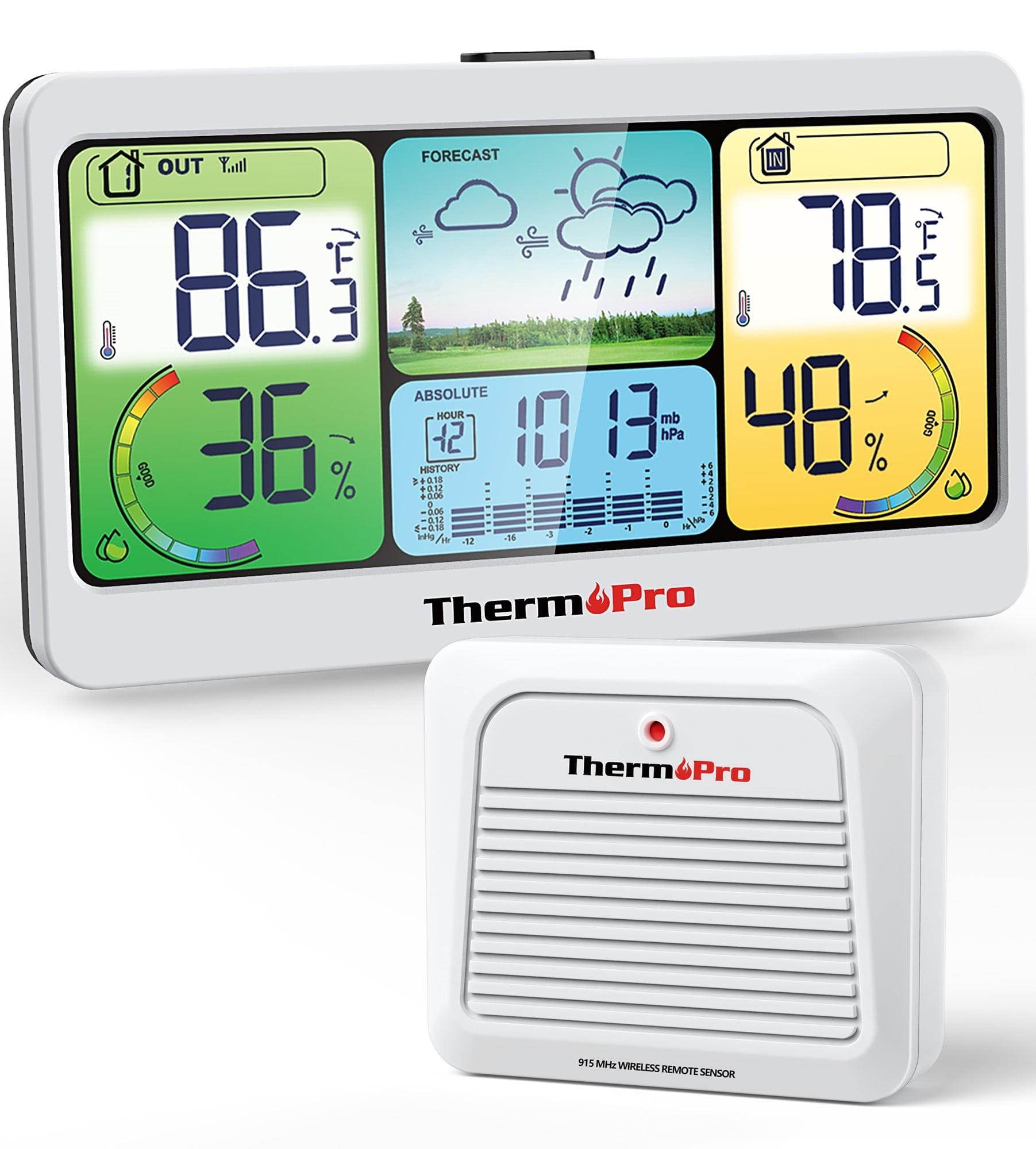 ThermoPro TP280BW 1000FT Home Weather Stations Wireless Indoor Outdoor Thermometer, Indoor Outdoor Weather Station