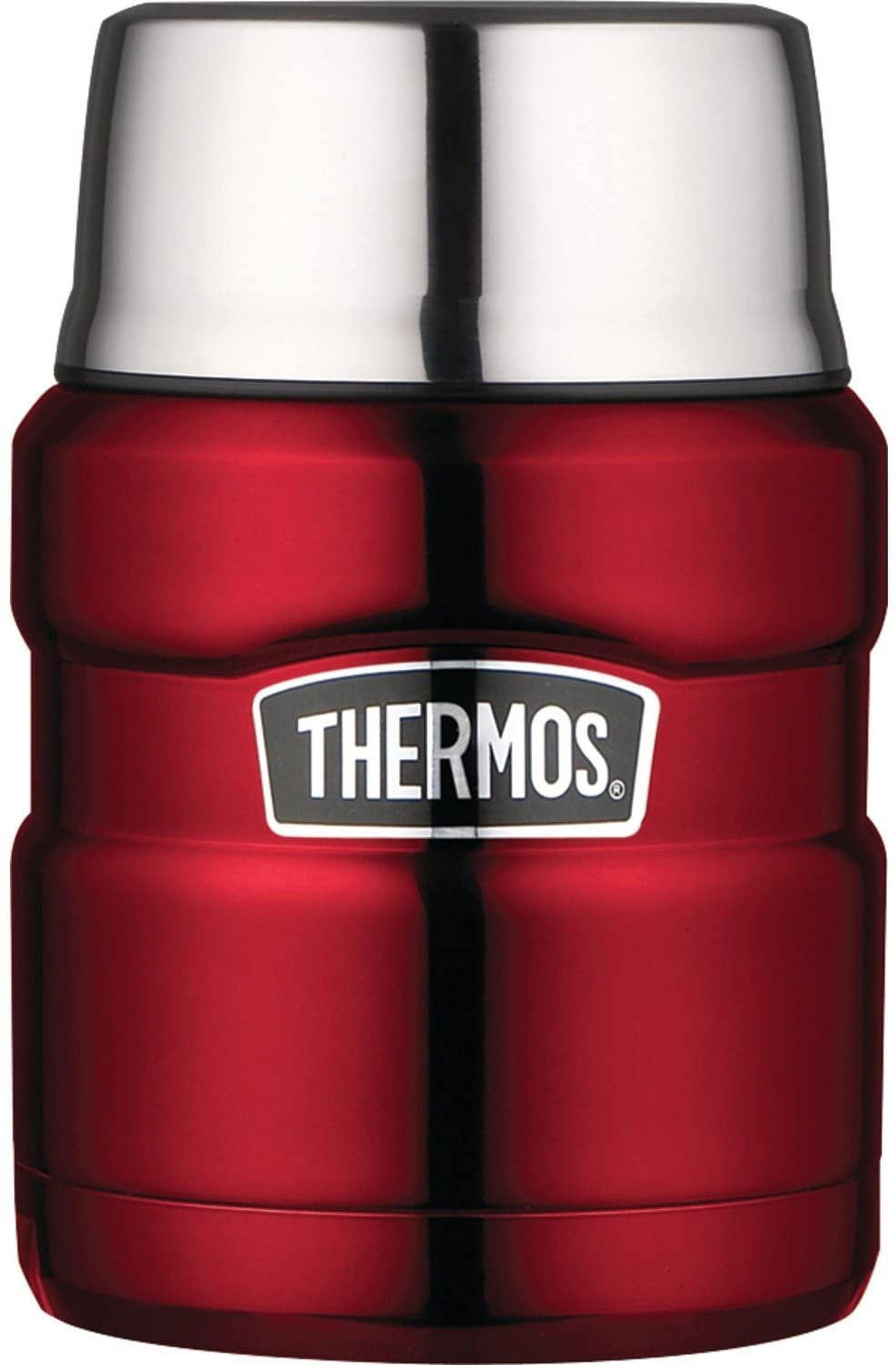 Thermos Stainless King Vacuum Insulated Food Jar with Folding Spoon, Rustic Red, 16oz