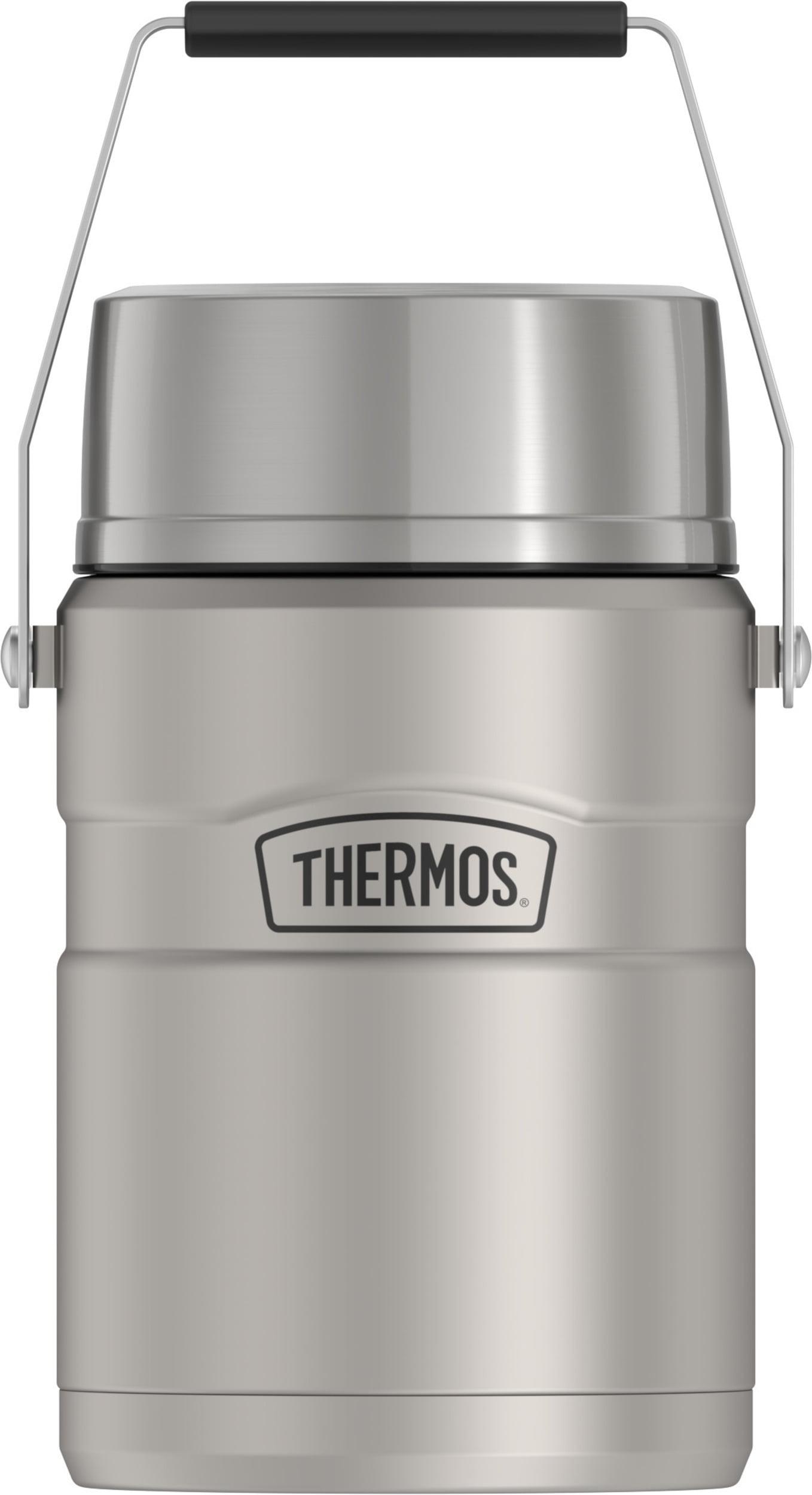 Thermos Stainless King Vacuum Insulated Food Jar with Folding Spoon & 2 Containers, Matte Stainless, 47oz