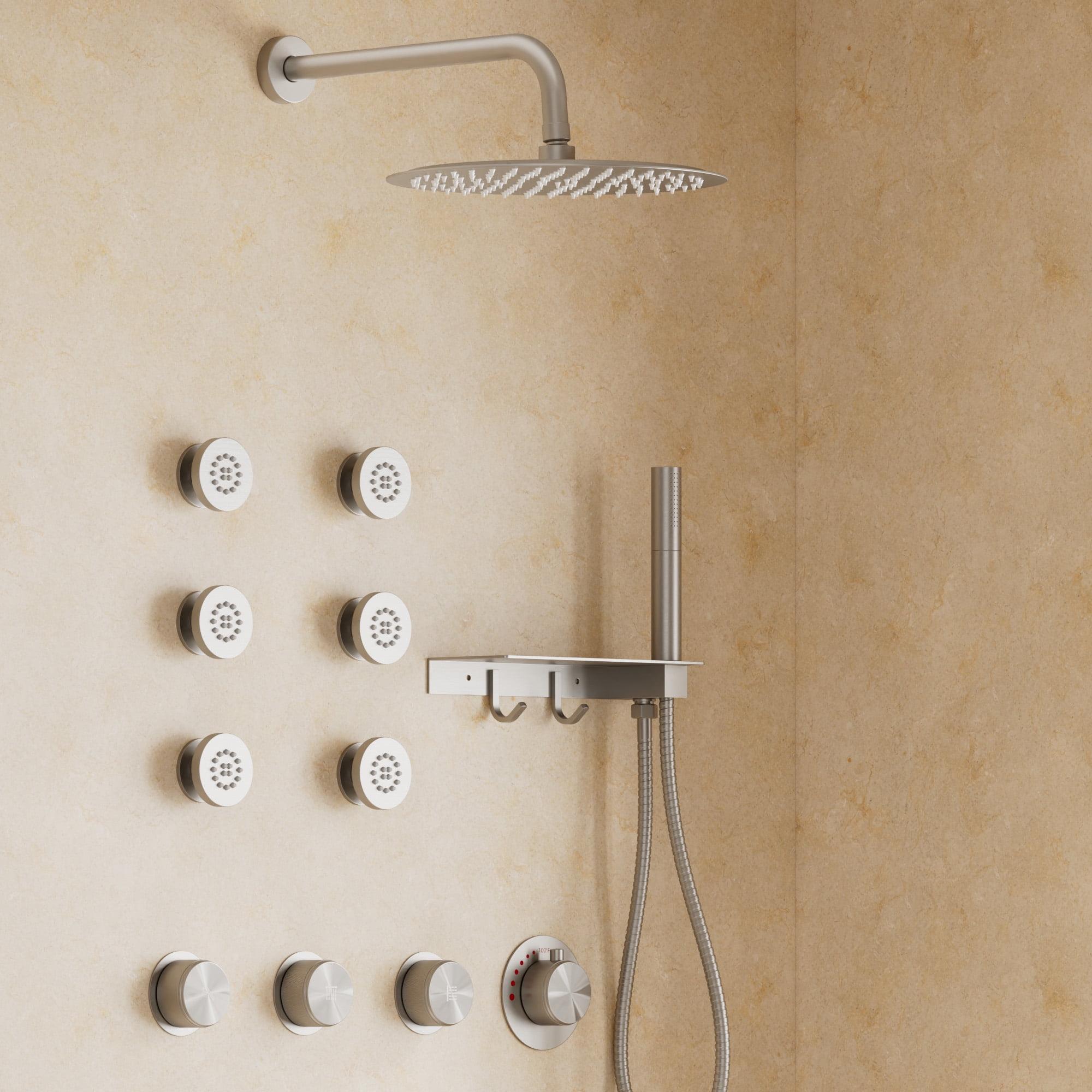 Thermostatic Shower System 12" Rain Shower Head withHandheld Spray,Shower Faucet Set with Valve Trim Kit