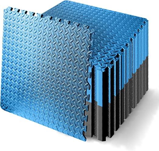 Squatz 50 - Pc Foam Interlocking Exercise Mat - Black & Blue