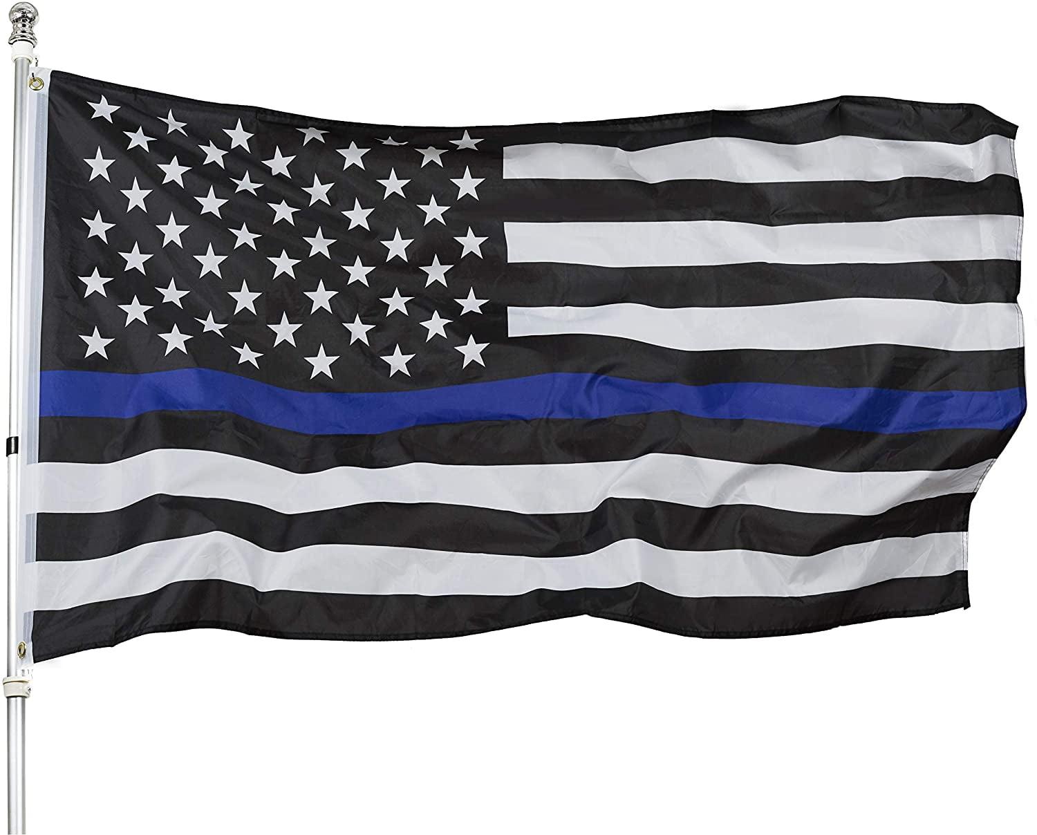 Thin Blue Line Flag United States Policeman Banner Polyester 3x5 Foot Flags Vivid Color and UV Fade Resistant Flag Outdoor Banner