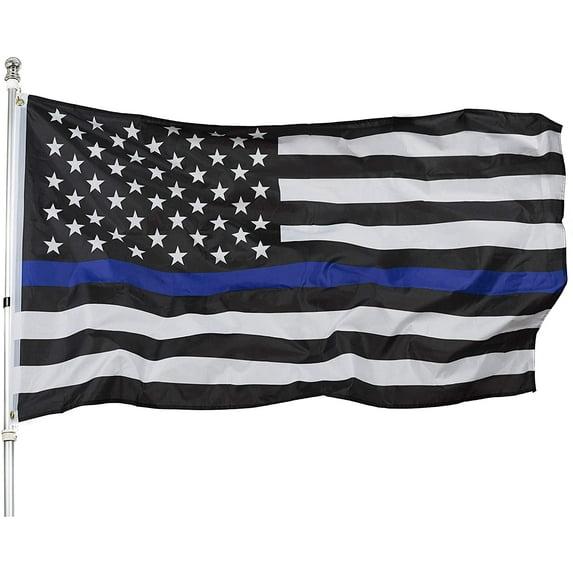 Thin Blue Line Flag United States Policeman Banner Polyester 3x5 Foot Flags Vivid Color and UV Fade Resistant Flag Outdoor Banner