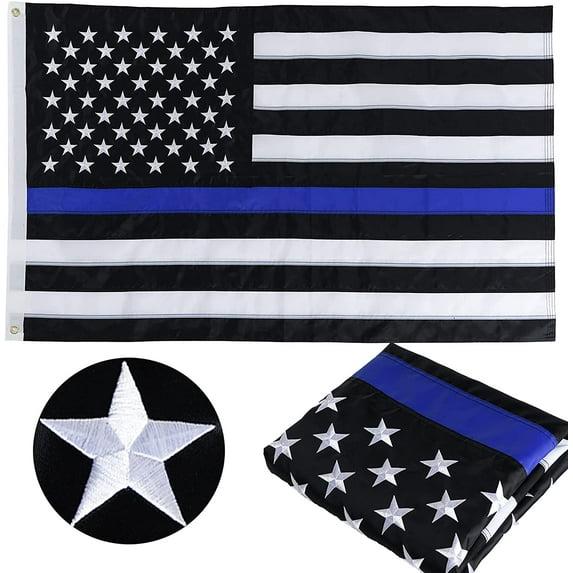 Thin Blue Line Flag United States Policeman Banner Polyester 3x5 Foot Flags Vivid Color and UV Fade Resistant Flag Outdoor Banner