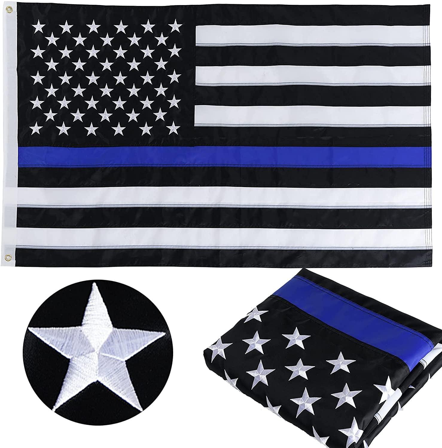 Thin Blue Line Flag United States Policeman Banner Polyester 3x5 Foot Flags Vivid Color and UV Fade Resistant Flag Outdoor Banner