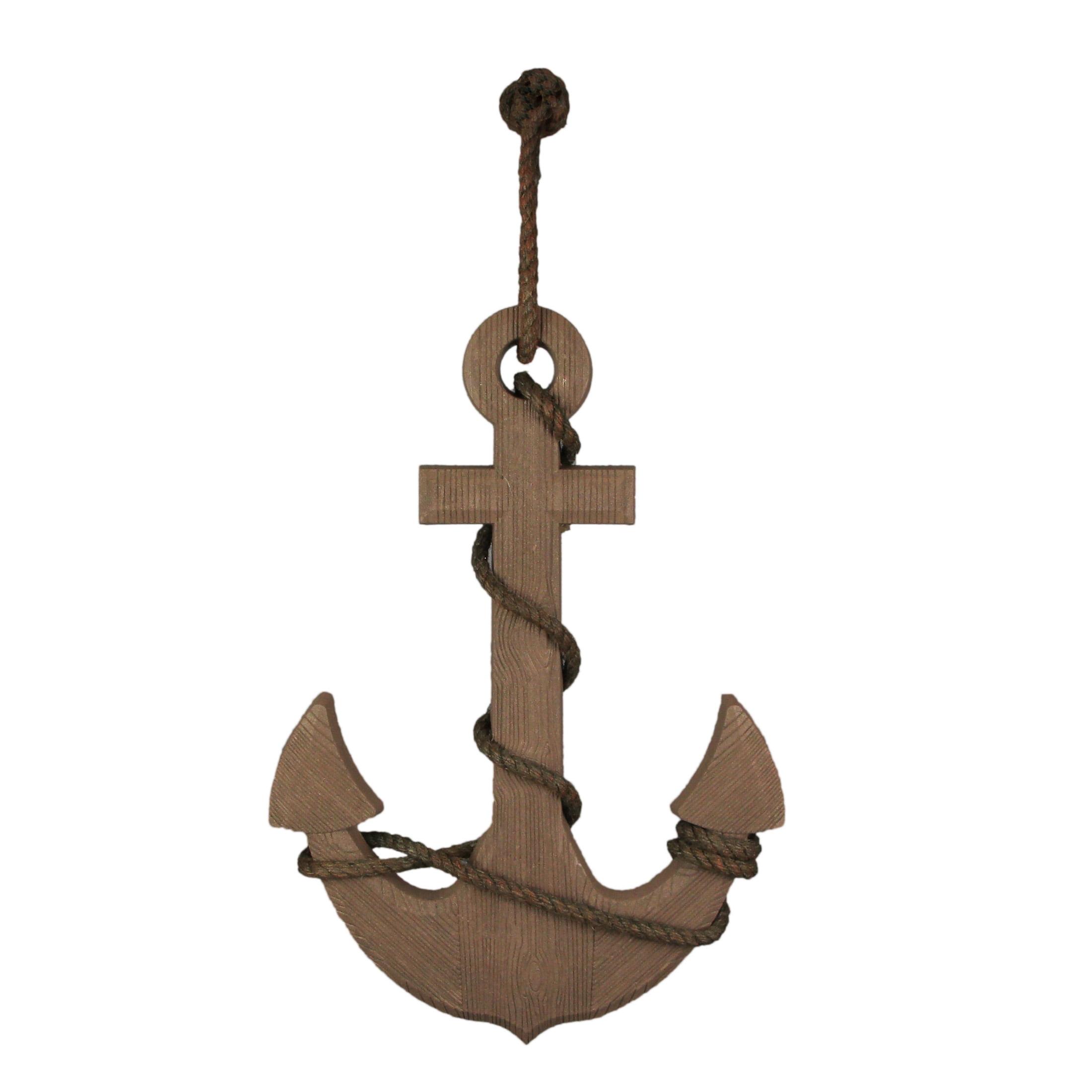 Rustic Brown Wooden Nautical Anchor Wall Hanging Sculpture