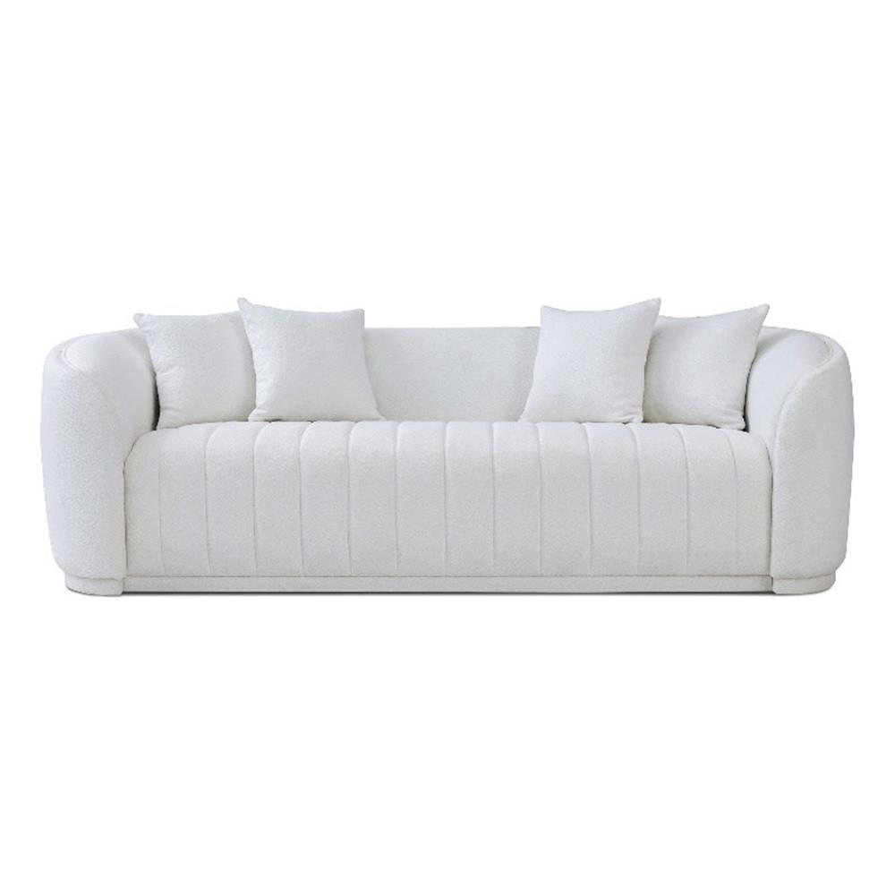 Thirst Mid Century Modern Luxury Tight Back Boucle Couch in White