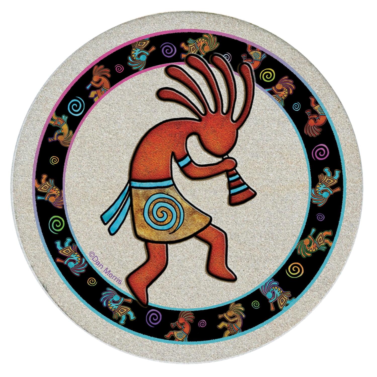 Kokopelli Toss 4-Pack Natural Sandstone Coaster Set (Set of 4)