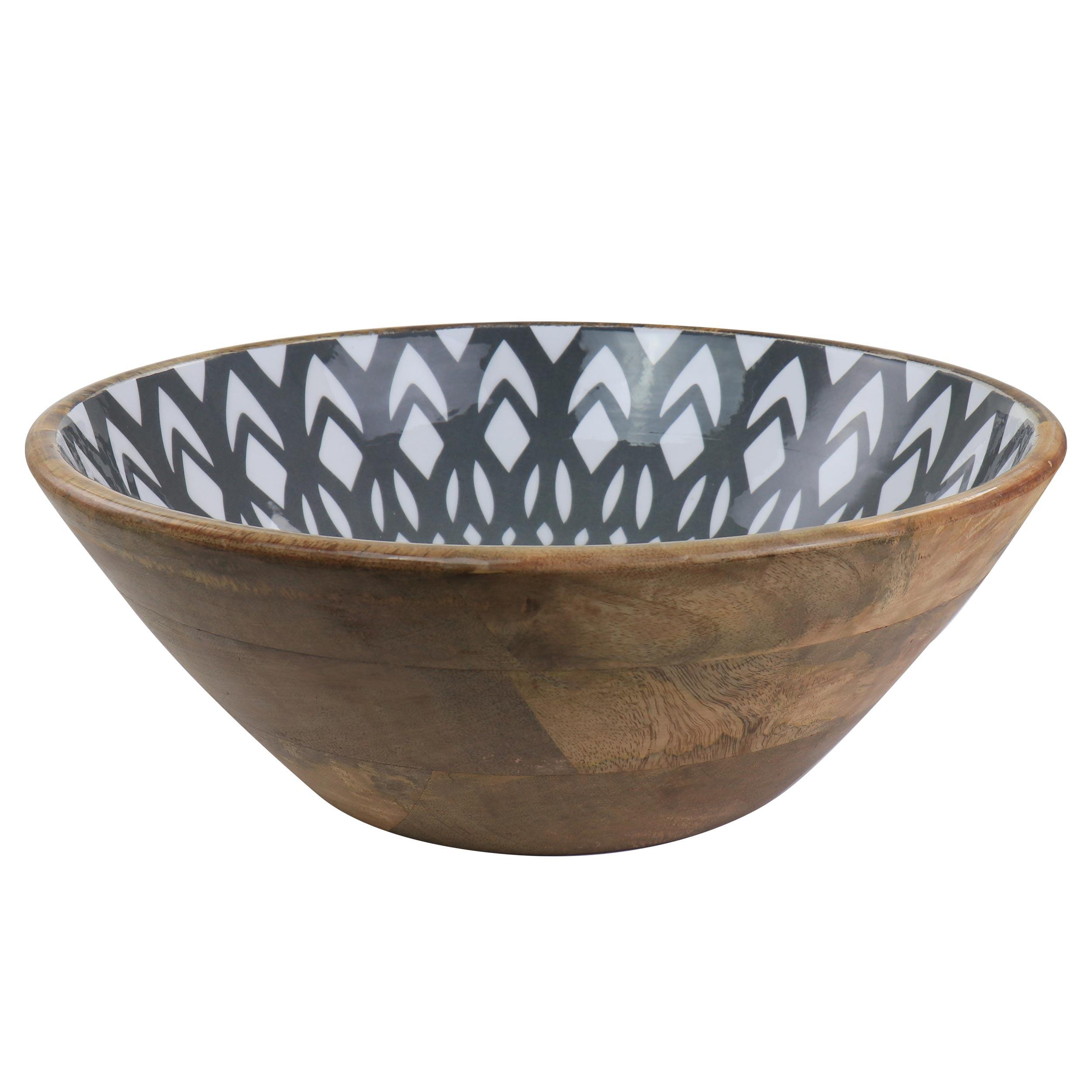 Large Mango Wood Serving Bowl in Gray